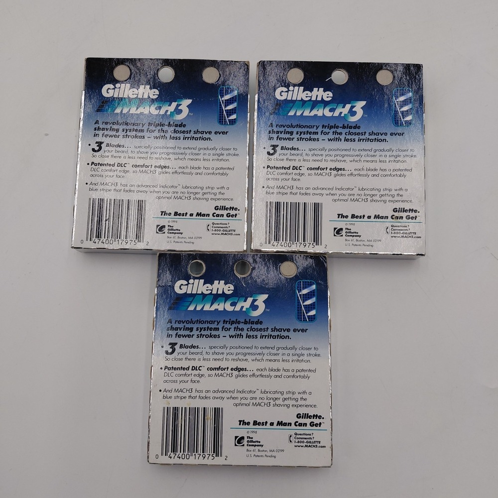 NOS Vtg 90s Gillette Mach3 Razor Blades 24 Refills Shave Cartridges 3 Packs-8 - Picture 3 of 5